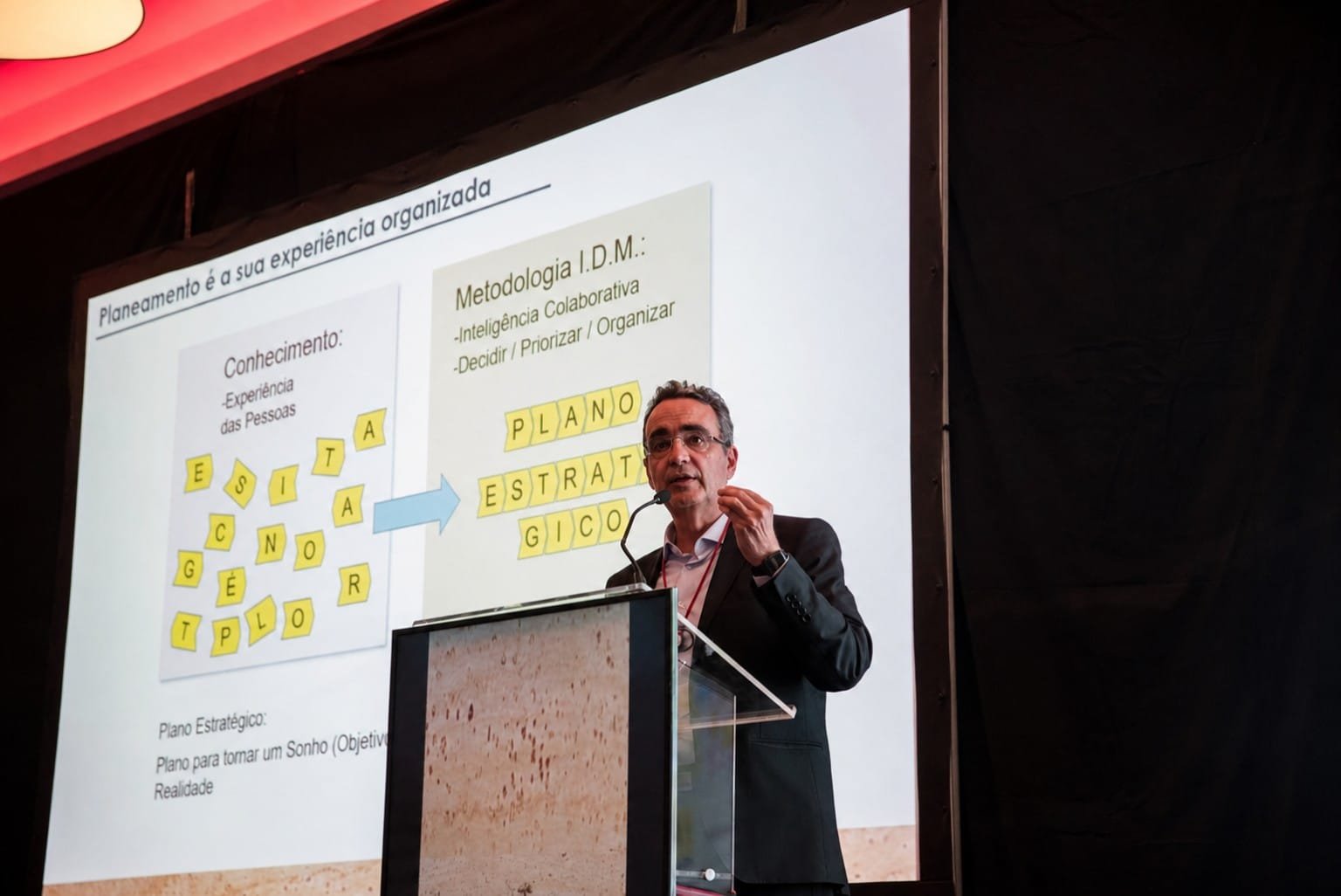Humberto Mello apresentando o método 80/20 em um evento